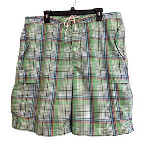 Polo Ralph Lauren Swim Shorts Mens 40 Plaid Multicolor Drawstring
